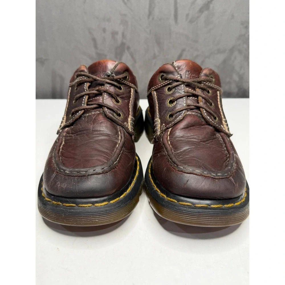 Vtg Dr. Martens Oxford Shoes Men US 8 Brown Leather Moc Toe Chunky Lug Sole 8A45